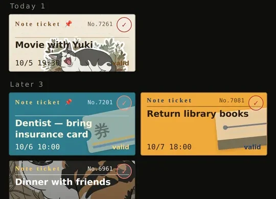 Ticket notes